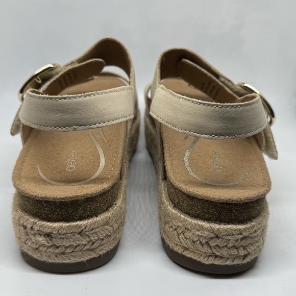Aetrex Womens Vania Sandal - Leather platform Espadrille Cream Size 7.5-8 US - Picture 10 of 13